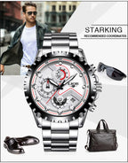 2025 LIGE Men Watch Fashion Quartz Watch Mens Top Brand Luxury All Steel Business Waterproof Sport Watch Relogio Masculino+BOX