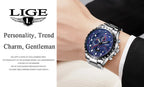 2025 LIGE Men Watch Fashion Quartz Watch Mens Top Brand Luxury All Steel Business Waterproof Sport Watch Relogio Masculino+BOX