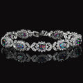 Mystical Rainbow Cubic Zirconia Crystal Flower Silver Plated Bracelet