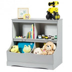 Kids Floor Cabinet Multi-Functional Bookcase -Gray - Color: Gray