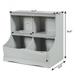 Kids Floor Cabinet Multi-Functional Bookcase -Gray - Color: Gray