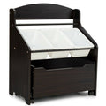 Kids Wooden Toy Storage Unit Organizer with Rolling Toy Box and Plastic Bins-Espresso - Color: Dark Brown