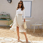 Spring Flower Wrap Bandage Skirt Floral Boho Clothing Summer Asymmetrical Skirt Women Beach Ruffled Maxi Skirt