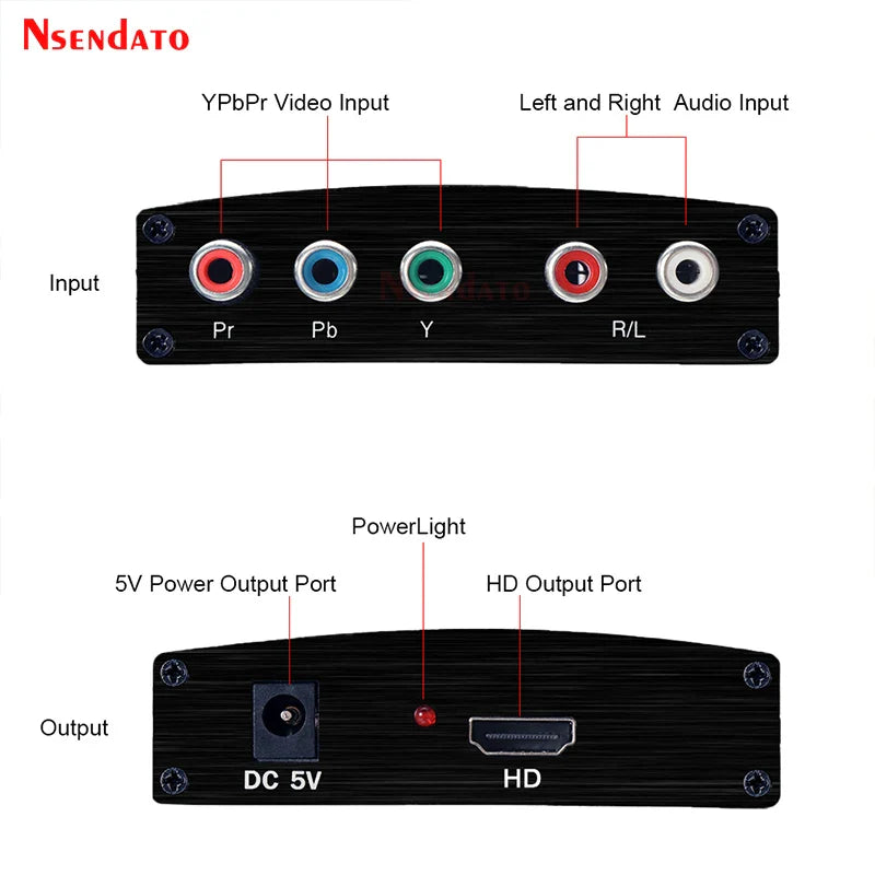YPbPr To HDMI-compatible 1080P Video Audio Converter Adapter RCA to HD Connector Converters Adapters For PS2 DVD PSP Xbox HDTV