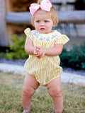Spring/Summer Chick Floral Embroidery Smocking Girls Romper