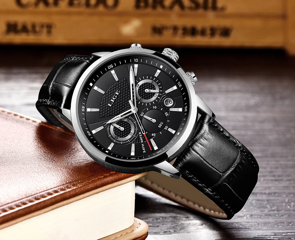 LIGE 2025 Watch Men Fashion Sports Quartz Clocks Mens Watches Top Brand Leather Military Waterproof Date Watch Relogio Masculino