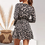 Summer Chiffon Dress Women Leopard Print Boho Beach Dresses