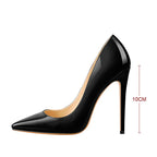 Onlymaker Women Pumps Pointed Toe Slip-On Thin Heels Patent Leather Party Wedding Office Lady Big Size Shoes