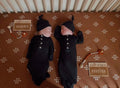 Newborn Knotted Gown and Hat Set Black, Newborn Clothes