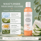 Organic Hydrating Facial Cleanser with Exfoliating Jojoba Beads – 8 oz