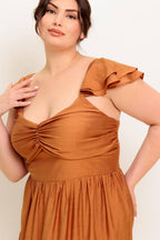 SUMMER MILK RUST WOVEN MAXI DRESS