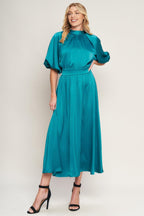 PETAL PROWESS WOVEN MIDI DRESS