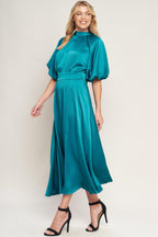 PETAL PROWESS WOVEN MIDI DRESS