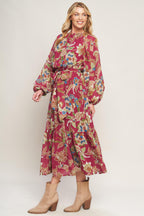 FLORALLY CHIC WOVEN MIDI DRESS
