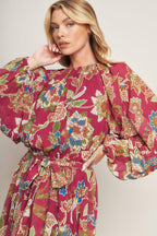 FLORALLY CHIC WOVEN MIDI DRESS