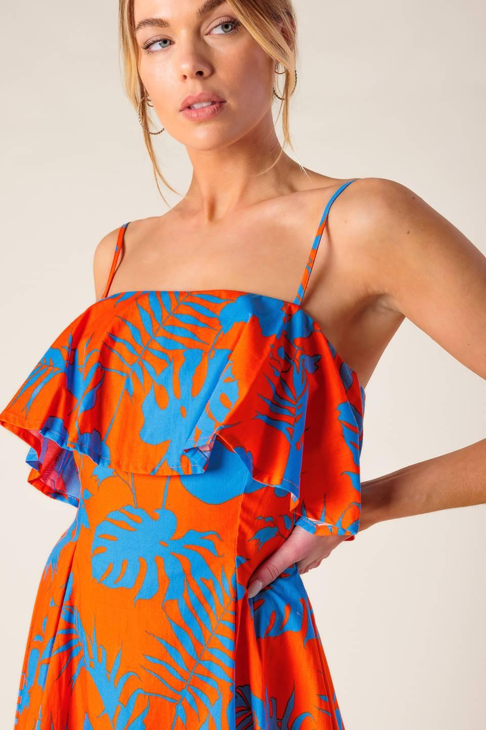 STOPPING TIME ORANGE WOVEN MINI DRESS