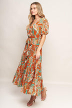 CAN'T LIVE WITHOUT RUST WOVEN MIDI DRESS