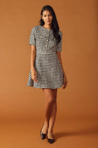 FALLING INTO PLACE TWEED MINI DRESS