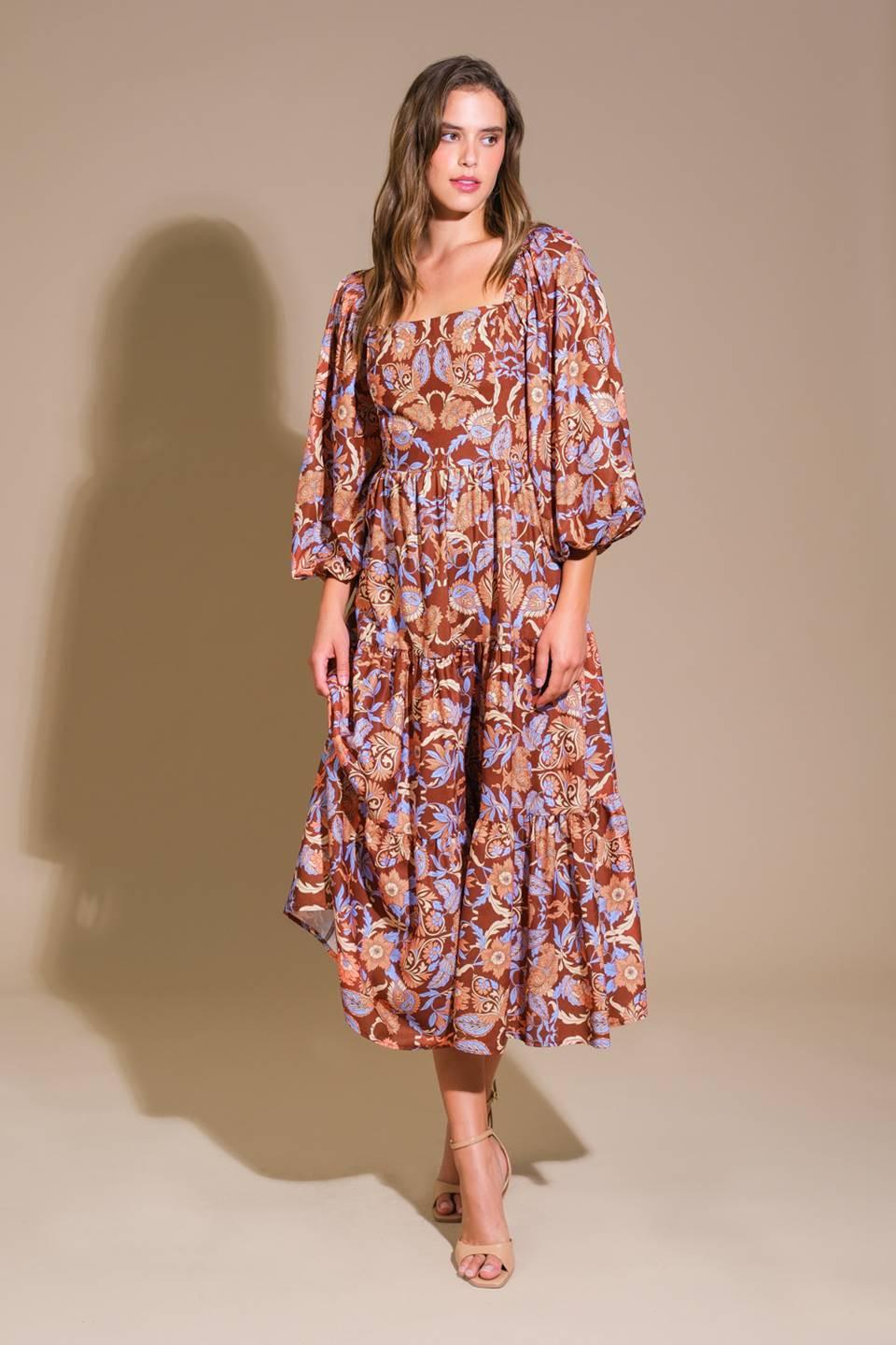 KEEPPING TABS WOVEN MIDI DRESS