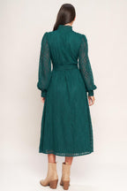EMERALD WHISPER WOVEN MIDI DRESS
