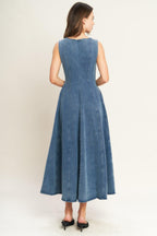 STARS AHEAD DENIM MIDI DRESS