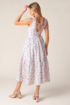 THENA GARDEN PARTY WOVEN EYELET MIDI DRESS