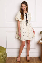 A DAY AT THE VINEYARD WOVEN MINI BADYDOLL DRESS