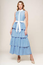 A TOUCH OF GRACE WOVEN MIDI DRESS