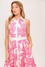 WHISPER IN BLOOM WOVEN MIDI DRESS