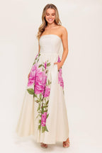CAUGHT IN THE BREEZE FLORAL WOVEN MAXI DRESS