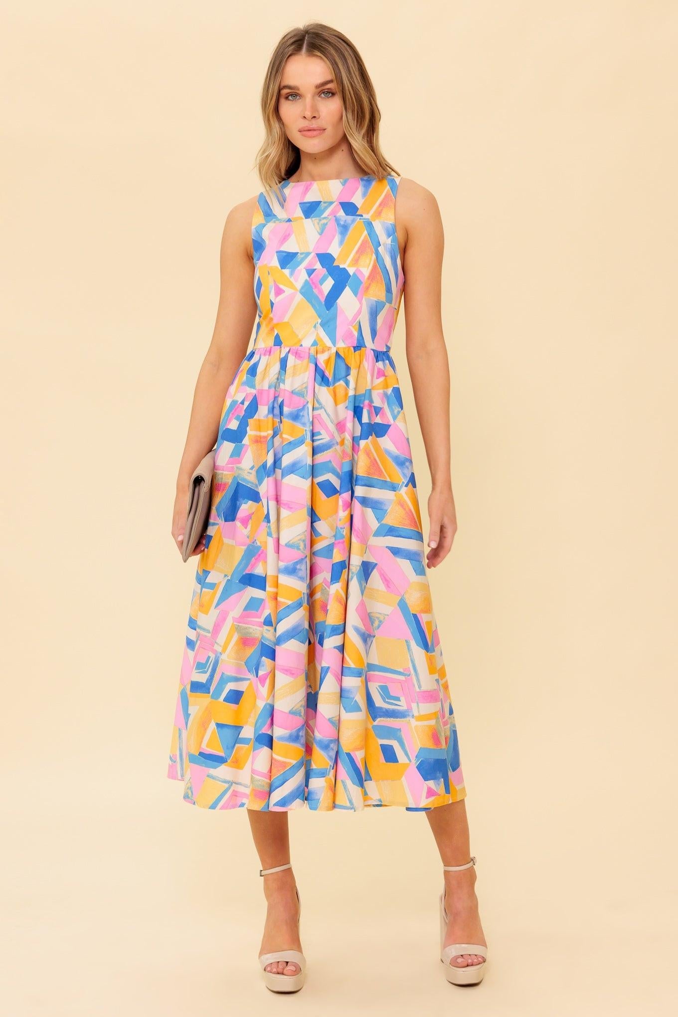 PATTON PARK BLUE WOVEN MIDI DRESS