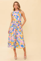 PATTON PARK BLUE WOVEN MIDI DRESS