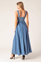 PASSIFLORA INDIGO DENIM MIDI DRESS