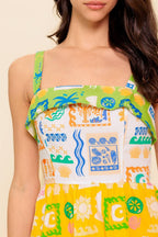 OUT OF OFFICE GREEN WOVEN MINI DRESS