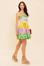 OUT OF OFFICE GREEN WOVEN MINI DRESS