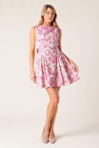 ADVENTURE ISLAND PINK WOVEN MINI DRESS
