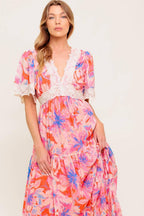MINIMAL BLOOM WOVEN MAXI DRESS