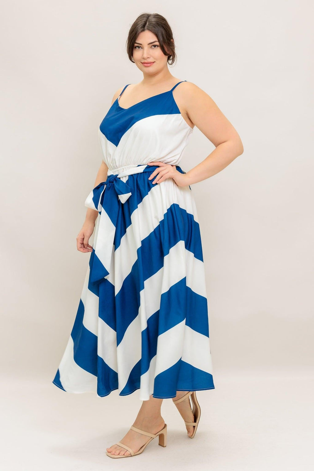 RADIANT HEART NAVY WOVEN MIDI DRESS