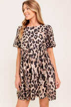 FOREVER YOURS LEOPARD WOVEN MINI DRESS
