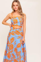 APRICOT SUNSET WOVEN MIDI DRESS