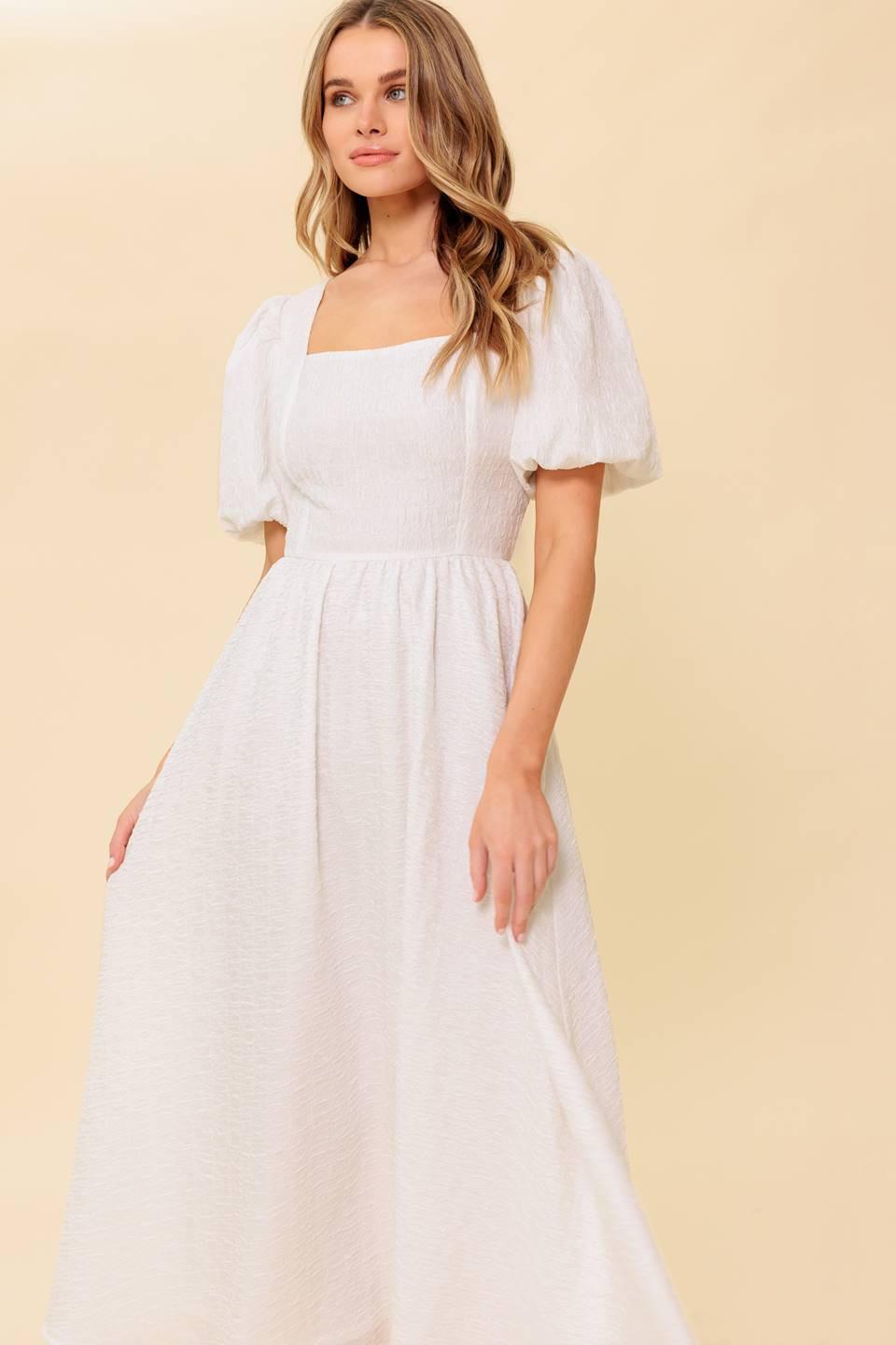 SLEEK DEDICATION IVORY WOVEN MDI DRESS