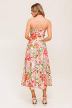 BLUSHING DAWN PINK WOVEN MIDI DRESS