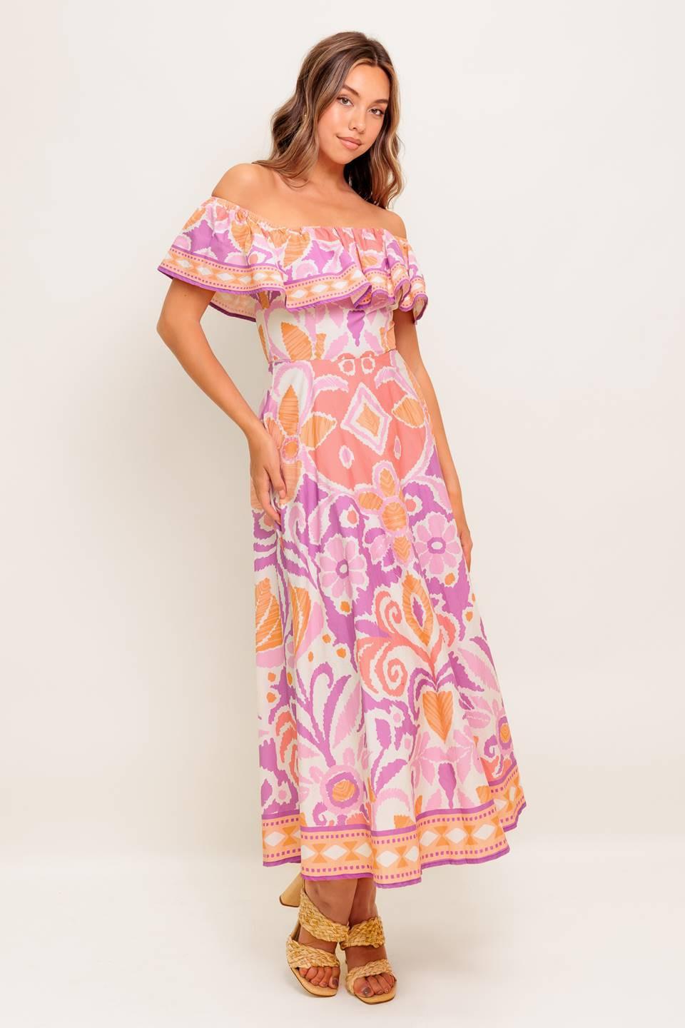 CABANA DREAM LAVENDER WOVEN MIDI DRESS