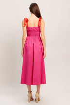 EVENING DELIGHTS FUCHSIA WOVEN MIDI DRESS