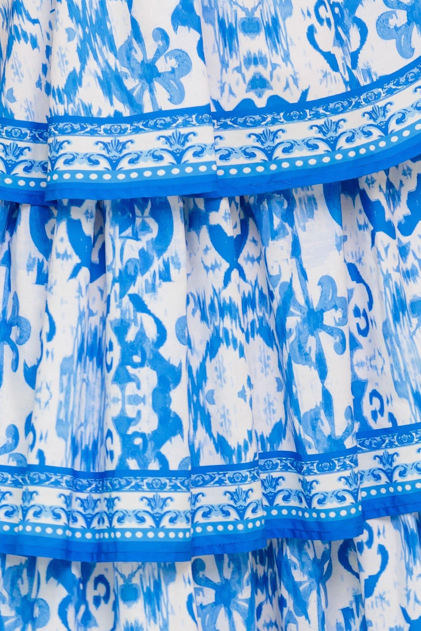 BLUSHING BLOSSOM BLUE WOVEN MAXI DRESS