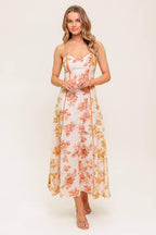SANDSTONE PETAL WOVEN MIDI DRESS