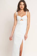 SILENT SHIN TWILL MIDI DRESS