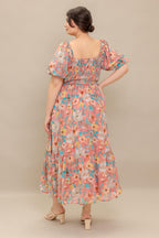ROSY TWILIGHT WOVEN MIDI DRESS