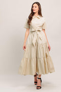 WORTH THE WAIT WOVEN MIDI DRESS