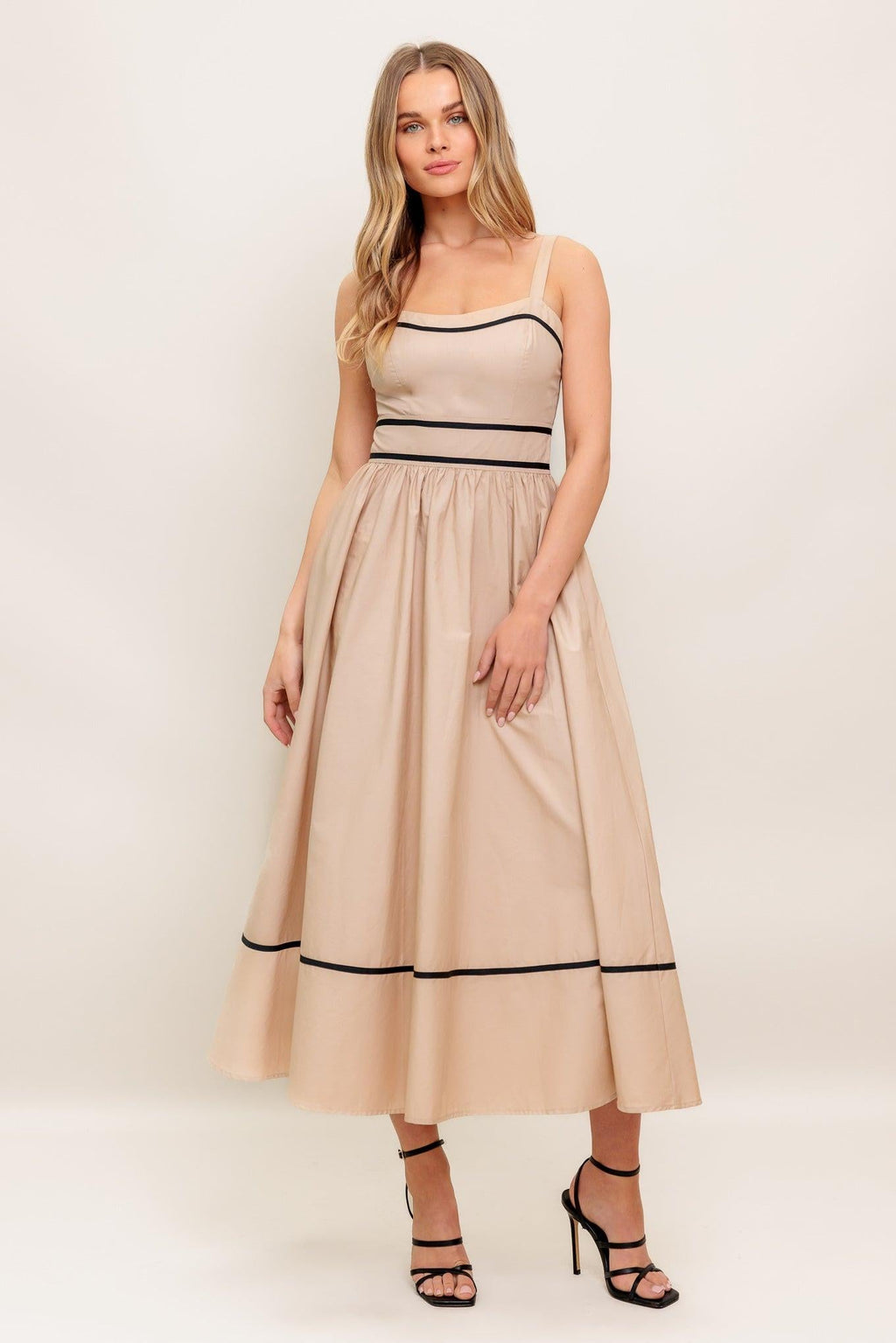 QUIET LUXE STRAP WOVEN MIDI DRESS